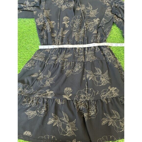 Aritzia Womens Wilfred Marvelle Floral Tier Ruffle Black Dress Medium - Picture 5 of 10